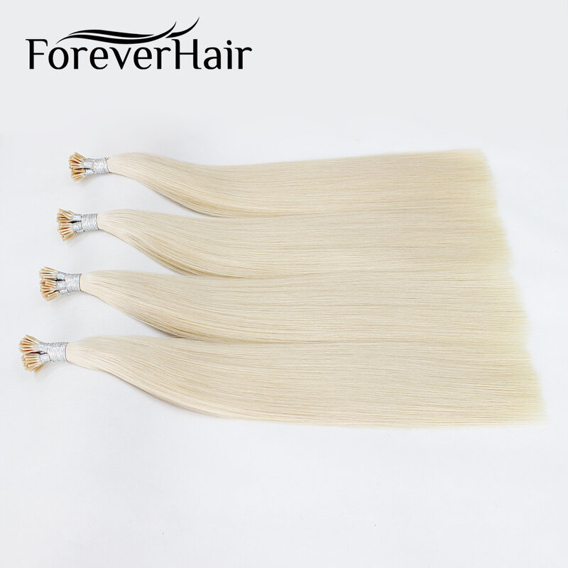 Forever 0.8 G/s 16 "18" 20 "22" Remy Double Drawn Ik Tip Human Hair Extension Platinum blond #60 Keratine Bond Haarverlenging 80G