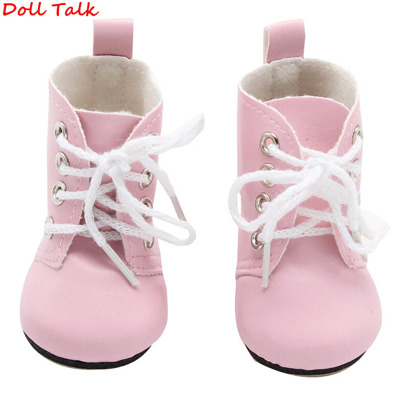 Chaussures en cuir PU pour poupées américaines, 1 paire, bottines à talons courts et hauts, multicolores