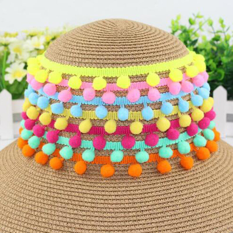2Yards 31Colors Lace Tassel DIY Party Sewing Accessories 10MM Pom Pom Trim Ball Braid Lace Fringe Ribbons Fabric Jewelry Decor