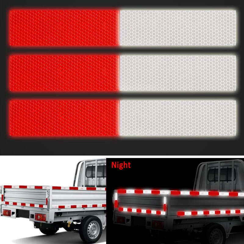10 PCS สีแดง/สีขาวสะท้อนแสงรถบรรทุกสติ๊กเกอร์