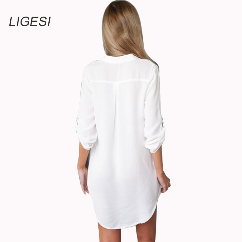 Blusa blanca de manga larga para mujer, camisa de oficina, blusas y camisas de otoño, 2019