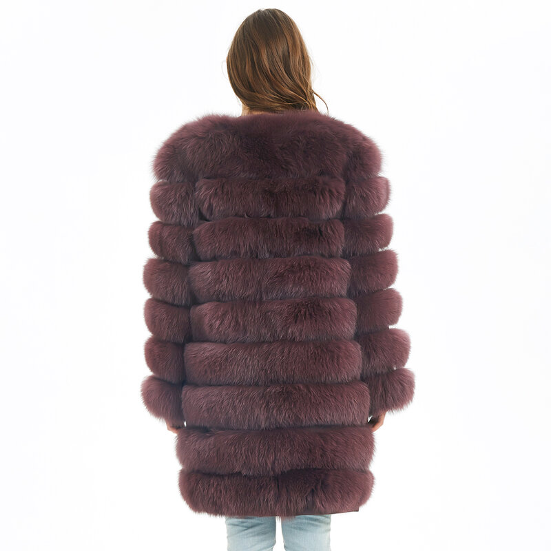 Maomaokong-abrigo de zorro Real de piel natural para mujer, chaqueta de invierno, chaleco de cuero para niña, moda