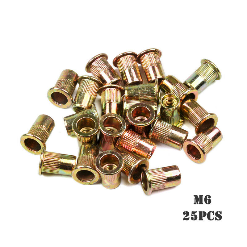100PCS Carbon steel M4 M5 M6 M8 Rivet Nuts Flat Head Rivet Nuts Set Mulit-size Nuts Insert Riveting