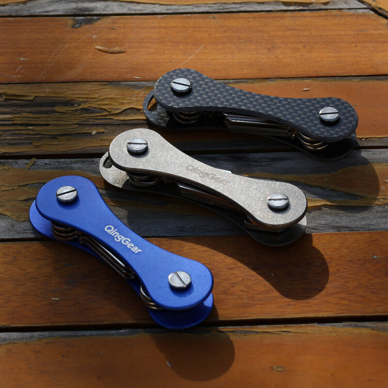 QingGear Keybone tytanu z włókna węglowego aluminiowy klucz organizator uchwyt na kluczyk samochodowy Bar Folder zaczep do klucza Pocke wielu klucz zewnętrzny narzędzia