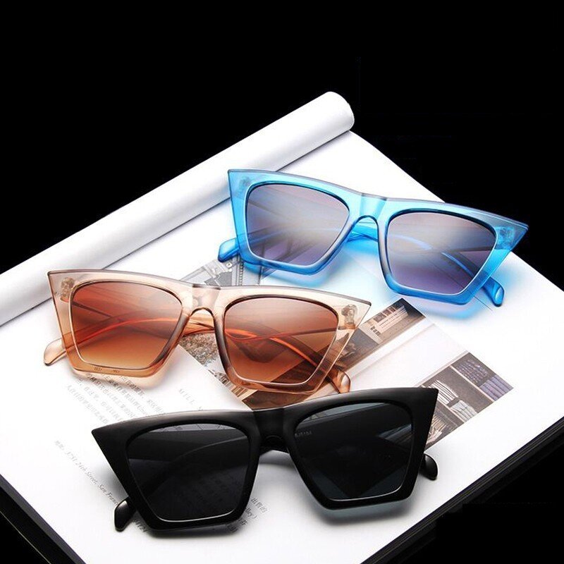 Cat Eye óculos de sol para homens e mulheres, designer vintage, clássico, quadrado, UV400, ao ar livre, luxo, moda