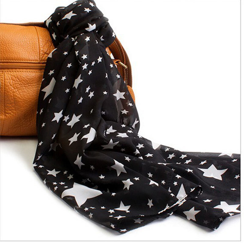 Bufanda de chifón para mujeres 150*45cm bufandas estilo fino estampado gato estrella leopardo chales y bufandas mejor regalo de fiesta 22009
