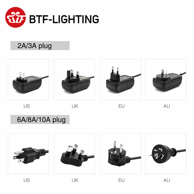 Adaptador de fuente de alimentación DC5V, transformador, interruptor 2A, 3A, 6A, 8A y 10A, tira de luz LED WS2812B, luces SK6812, RGBW, WS2801, SK9822 y WS2813