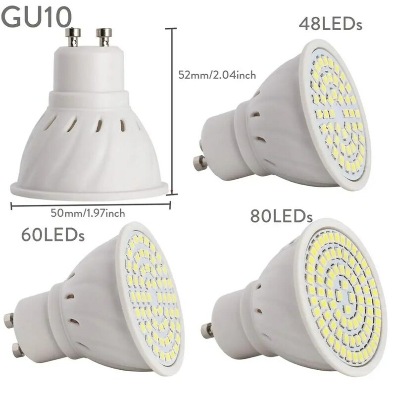 LED Lampa punktowa żarówka 110V 220V 230V E27 GU10 MR16 reflektor SMD2835 48/60/80 LED światło punktowe do kuchni domowe lampki dekoracyjne