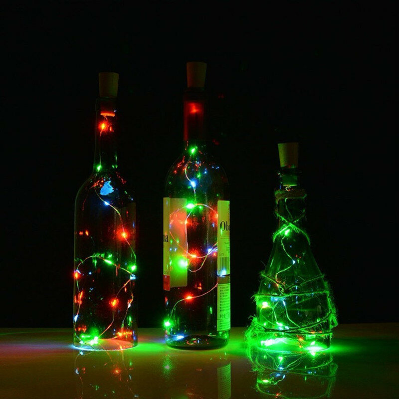 Cadena de luces LED en forma de corcho, cadena de alambre de cobre, luces de hadas para vacaciones al aire libre, fiesta de Navidad, decoración de boda, 10, 20 LED