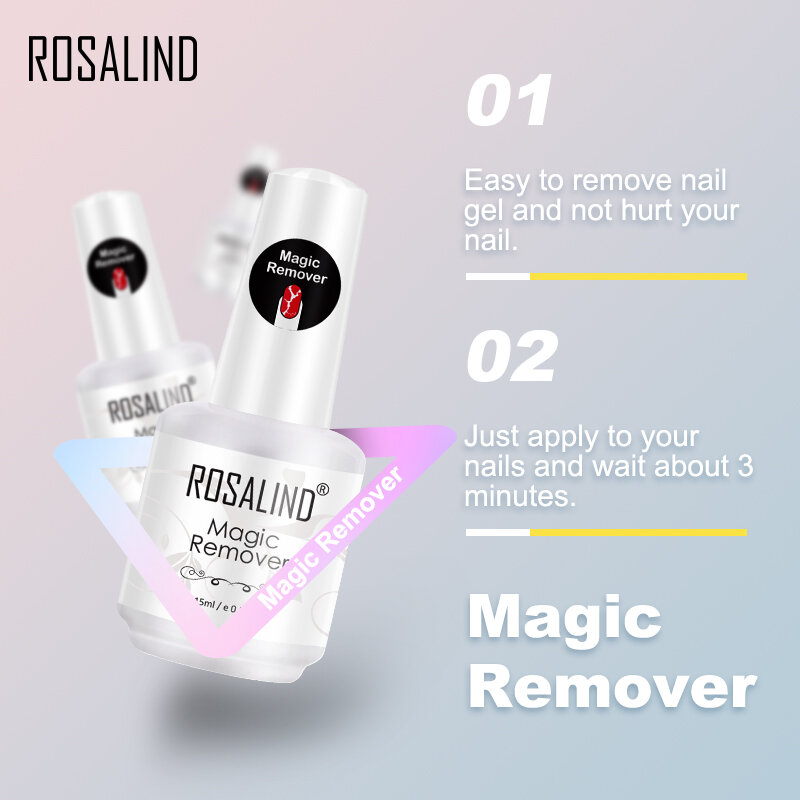 ROSALIN เจลทาเล็บ Magic Remover สำหรับเล็บ Fast Clean ภายใน 2-3 นาที Top Coat UV Gel เล็บ polish Remover Gel Varnishes