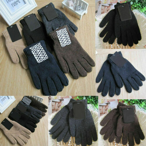 Осенние и зимние мужские вязаные перчатки, мужские утепленные теплые шерстяные перчатки, варежки