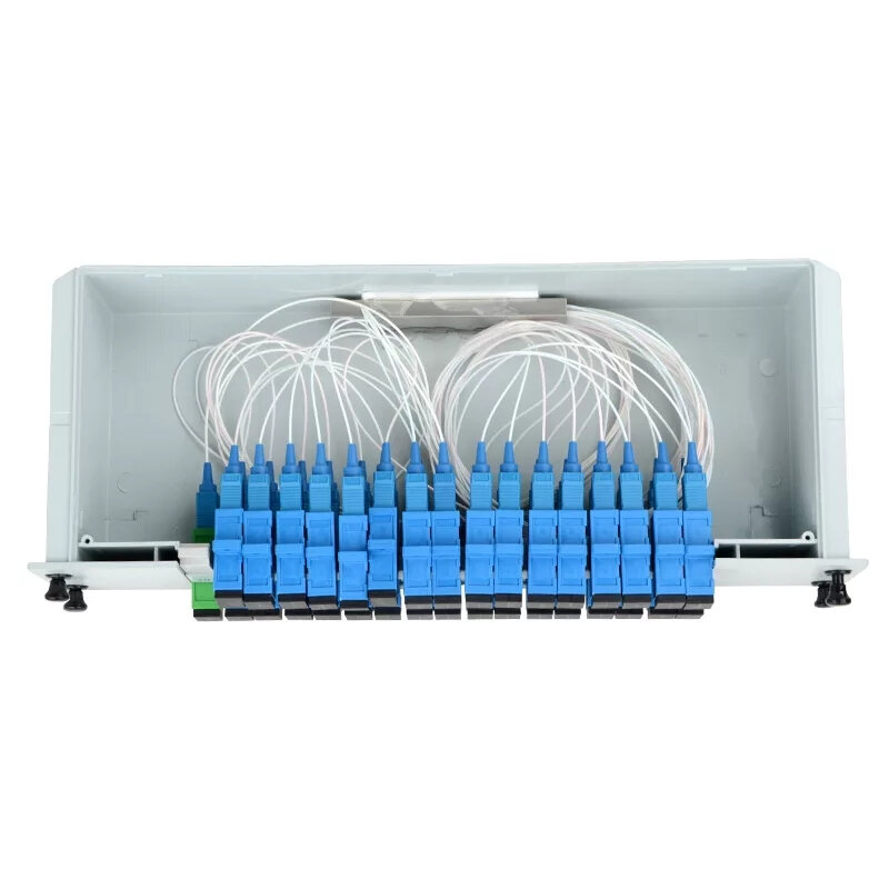 Divisor de fibra de 2 capas, caja de Cassette de nivel de telecomunicaciones GPON, 1 pieza, 1x32 LGX, GEPON FTTH SM SC/UPC PLC, acoplador de 1x32, caja de ABS