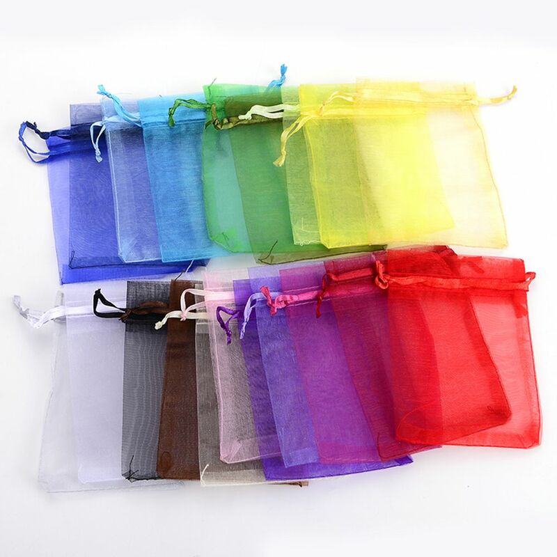 50Pcs 7x9CM sacchetti colorati con disegno Candy Storage Organza sacchetti per imballaggio gioielli decorazione per feste sacchetti riciclabili sacchetti regalo