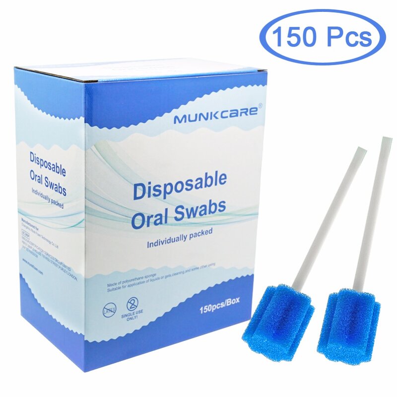 150 counts Disposable Mouth Swabs Sponge For Uncouncious, Individually Wrapped, Fruit Green