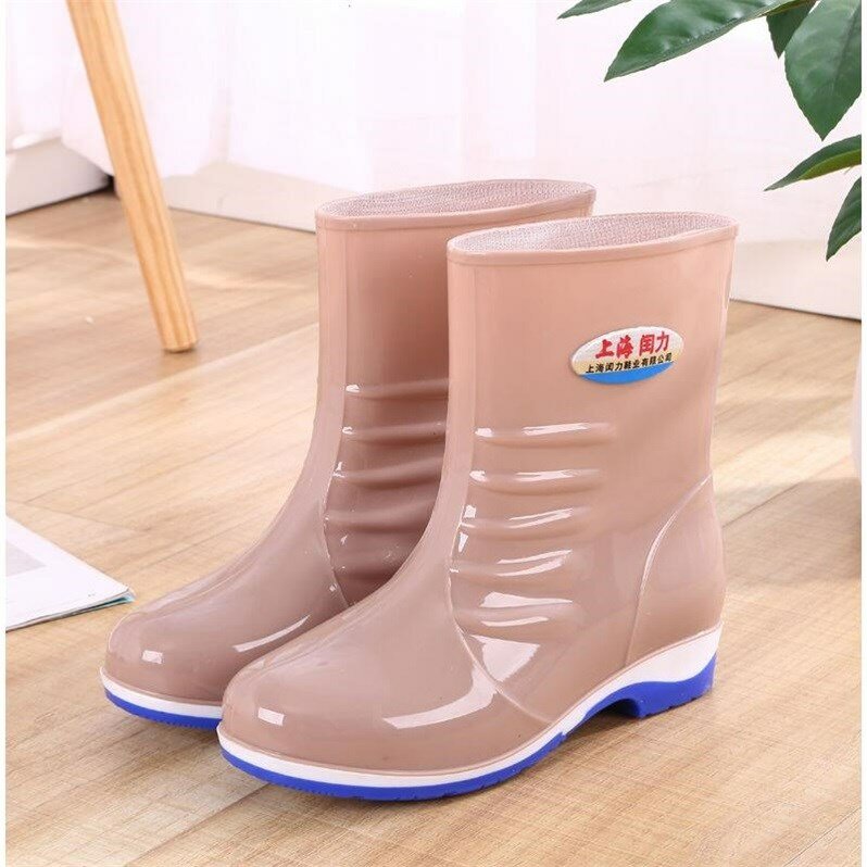 Botas de lluvia de estilo japonés para mujer, zapatos de goma impermeables, antideslizantes, para verano