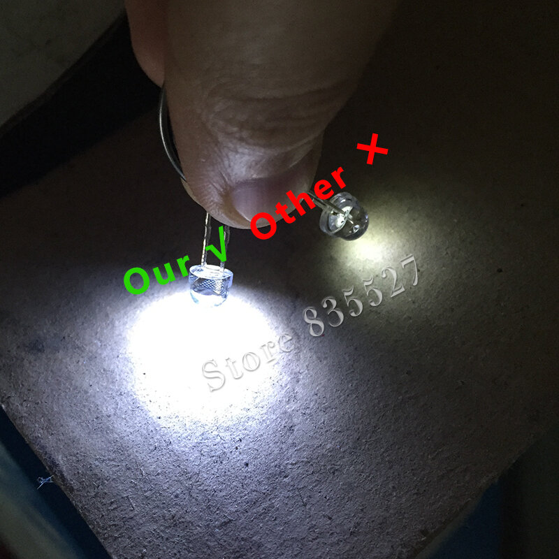 20 Buah/Lot Topi Jerami LED Manik-manik Lampu Putih 5Mm F5 Super Terang 6-7LM Dioda Pemancar Cahaya Chip Inti Besar (LED) untuk Lampu DIY