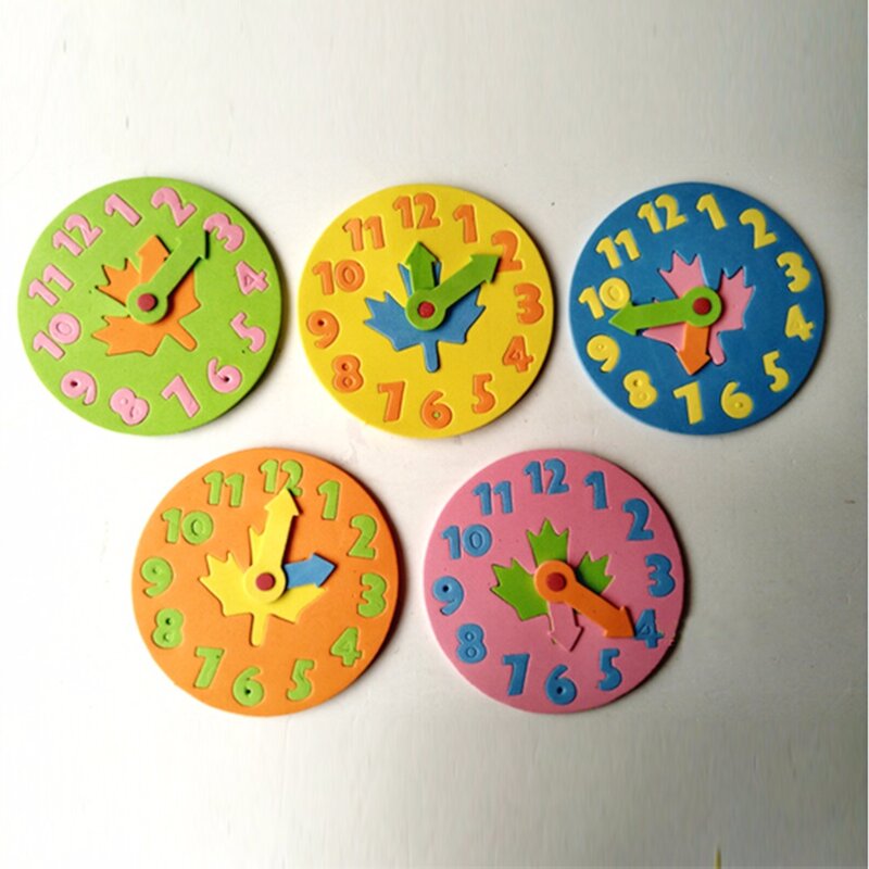 Kawaii Foam Clock Early Education Fun Jigsaw Puzzle Game for Children 3-6 years oldClock Learning Toys 13*13cm