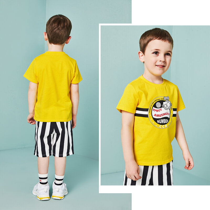 Balabala 2018 été vêtements pour enfants ensemble de vêtements de mode enfant en bas âge mode demi manches costume garçon t-shirt + short