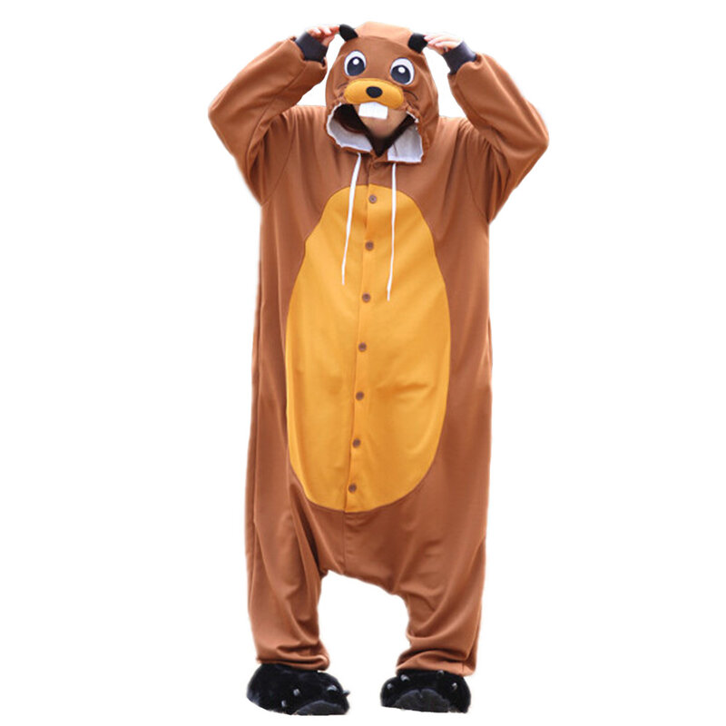 Nowe zwierzę Beaver piżama bielizna nocna Cartoon Sleepsuit piżama przebranie na karnawał dla dorosłych Unisex