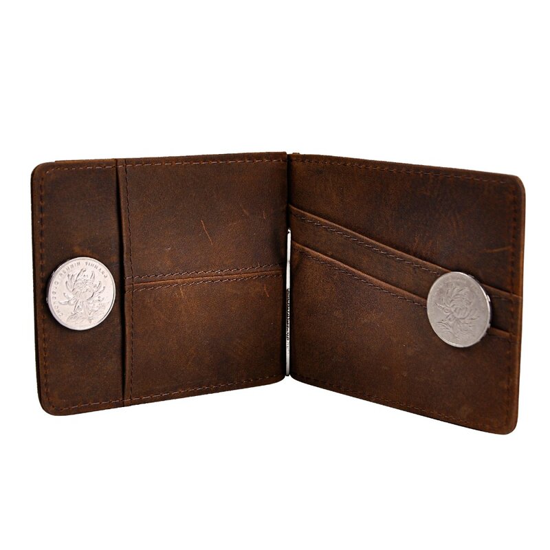 ชายหนังแท้แฟชั่นการออกแบบกระเป๋าเงินแบบบางกระเป๋าด้านหน้าคลิปเงิน Mini กระเป๋าเงินสำหรับผู้ชาย1098