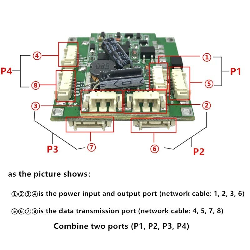 Buck poe placa de interruptor do módulo 802.3af/at port, fonte de alimentação 30w para câmeras ip nvr, telefone ip 4 poe, interruptor pd, separação 12v