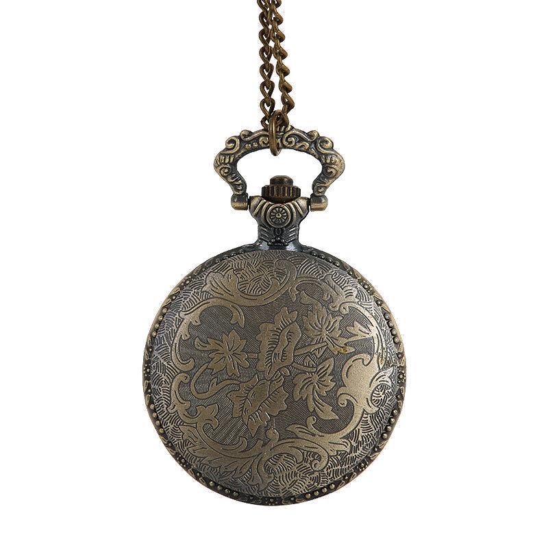 Ретро римские цифры Бронзовый красочный циферблат кварцевые карманные часы ожерелье кулон