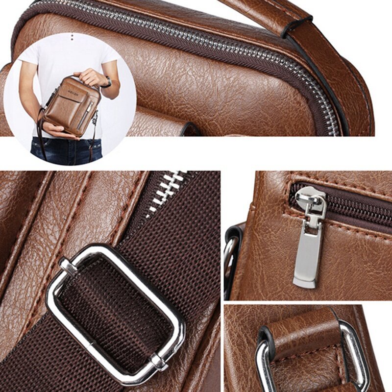 Weixier Vintage Messenger Bag Men Shoulder Bags Pu Leather Crossbody Bags For Men Bags Retro Zipper Man Handbags