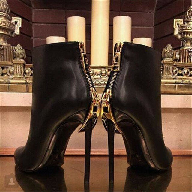 Botines de tacón negro para mujer, botas de gladiador con cremallera trasera, Stilettos, sexys, oferta, Invierno