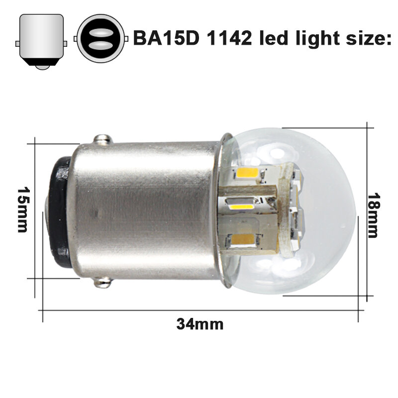 Lampara lumière led 1142 BA15D ampoule P21D 6V 12V 24V 36V 48V Canbus frein clignotants 1.5W Auto parking lampe blanc chaud