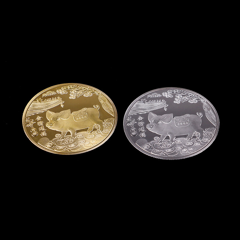 2019 Lucky Pig  Home DecorCommemorative Coin Year of Pig Delivers Money CoinsCollection New Year Gift Gold Plated Good Fortune