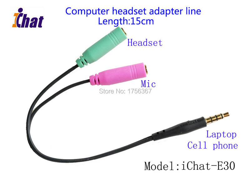 Cable adaptador de línea de auriculares de ordenador, adaptador de auriculares de 3,5mm a 2x3,5mm para ordenador (teléfono móvil)