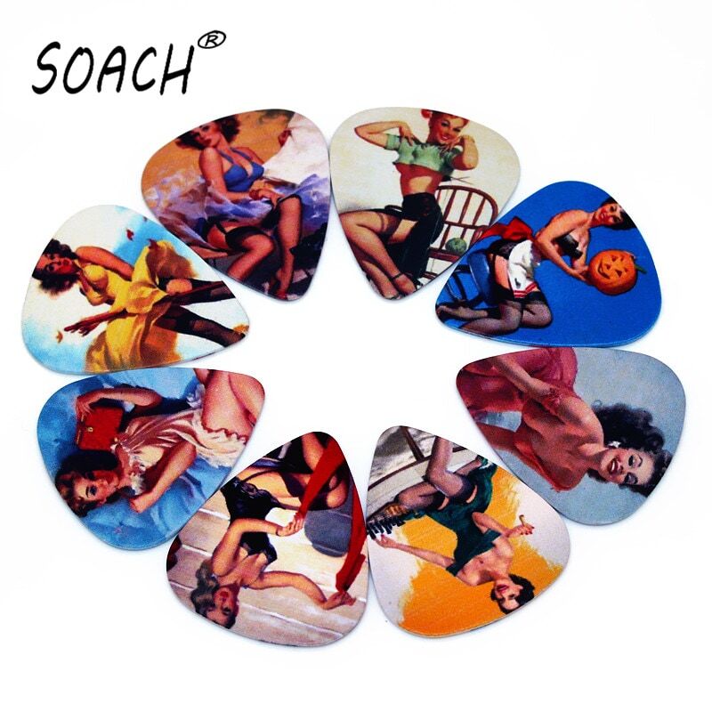 SOACH-púas de guitarra de 10 piezas, 0,46/0,71/1,0mm, alta calidad, pendientes de dos lados, diseño de púas, accesorios para guitarra, ukelele bajo