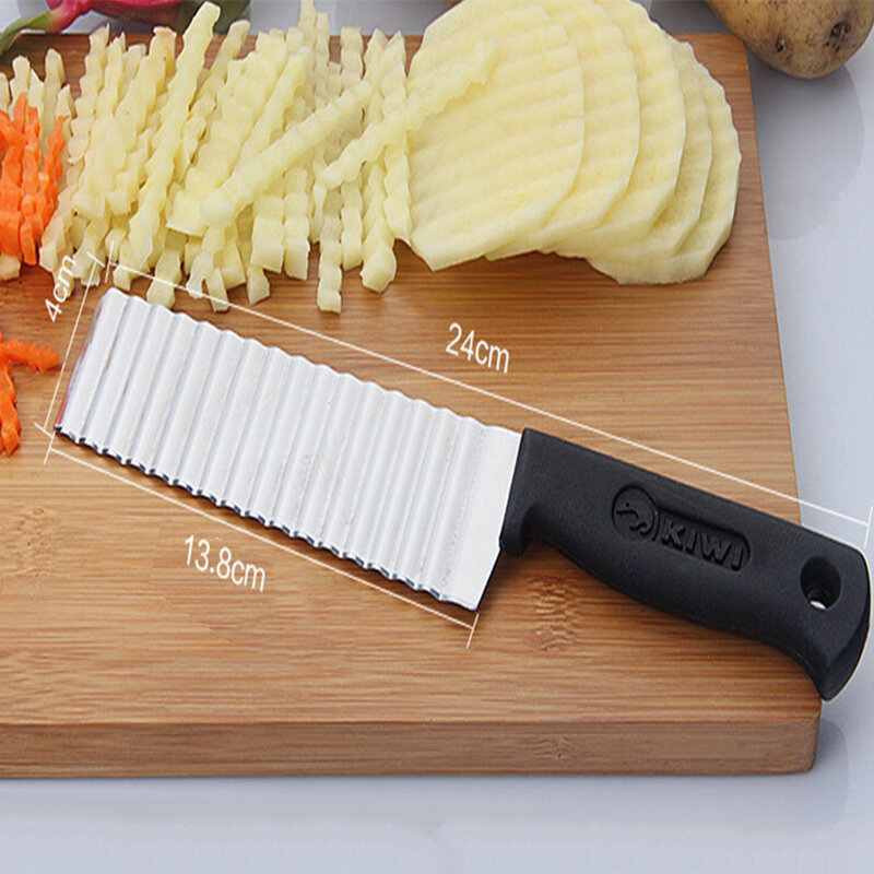 Batata fritar francês cortador de lâmina serrilhada aço inoxidável corte legumes frutas slicer onda faca chopper acessórios cozinha