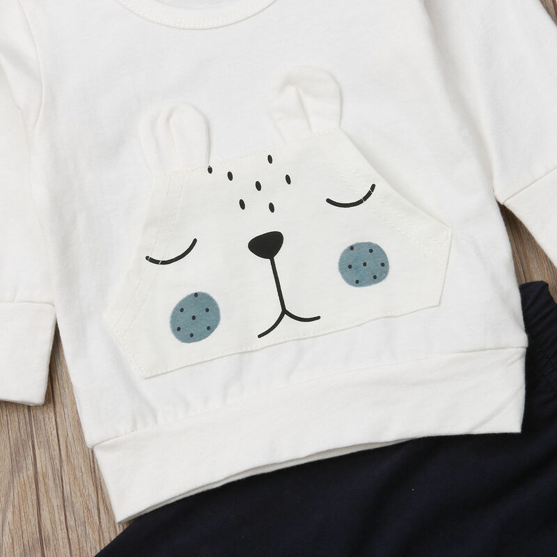Bebê recém-nascido meninos roupas urso quente inverno topos camiseta calças roupas conjunto