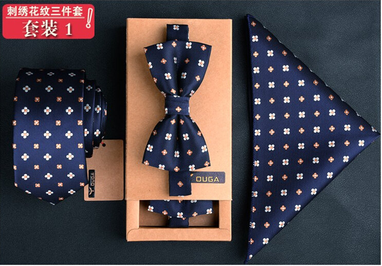 New Mens Green Necktie Sets Corbatas 6 Cm And Pocket Square Bow Tie Set 3pcs Bowtie Stripe Black Neck Ties Handkerchief Man Gift