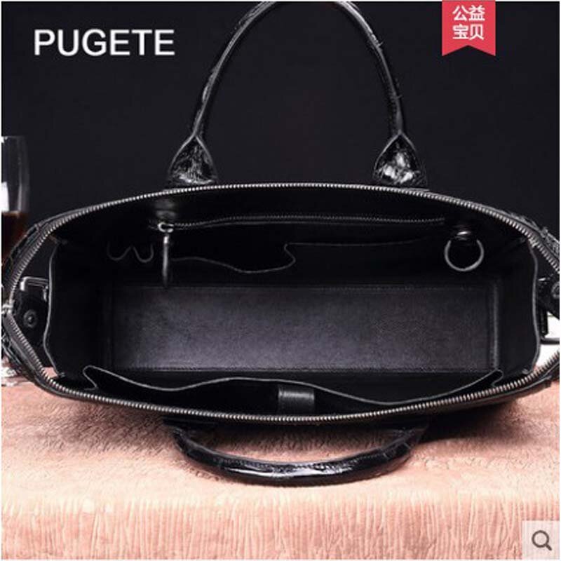 Pugete จระเข้ใหม่หนังกระเป๋าถือแนวนอนเดี่ยวไหล่กระเป๋าแล็ปท็อปขนาดใหญ่กระเป๋าเอกสารผู้ชายกระเป๋าถือ