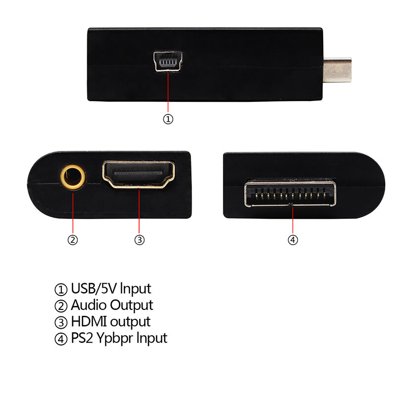 Adaptador convertidor de Audio y Video PS2 a HDMI 480i/480p/576i, con salida de Audio de 3,5mm