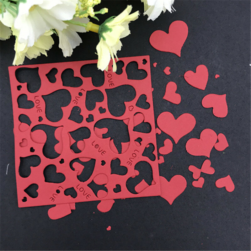 Kwadratowe serce do cięcia metalu matryce szablony do tworzenia kart dekoracyjne tłoczenie garnitur kart papieru znaczek DIY