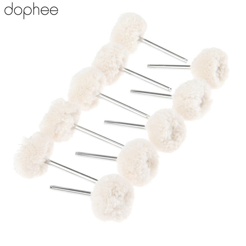 dophee 10Pcs Dremel Accessories 25mm Fine Wool Polishing Buffing Wheels 3mm Shank Jewelry Metals Grinding Wheels for Rotary Tool