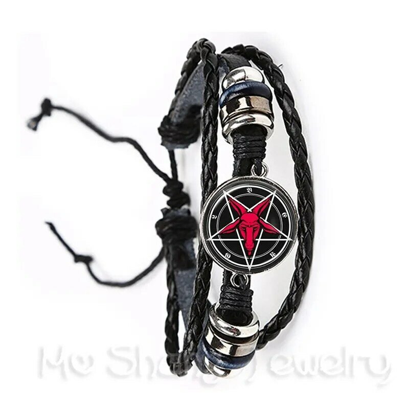 Nuovo braccialetto di vetro pentagramma soprannaturale ciondolo gotico satanismo Evil occulto pentacolo gioielli regalo di fascino pagano per gli amici