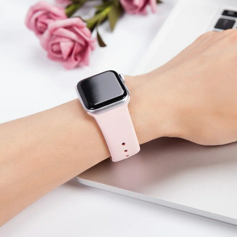 Band For Apple Watch Band 38mm 40mm 42mm 44mm Double Buckle Rubber Silicone IWatch Strap  For Apple Watch Series 4,3,2,1 81024
