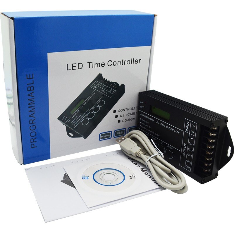 جهاز تحكم في ضوء الشريط القابل للبرمجة مع 5 قنوات LED ، جهاز تحكم في الإضاءة ، يستخدم على نطاق واسع في أحواض السمك وخزان الأسماك والنباتات