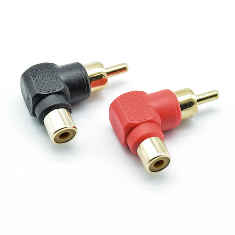 2 stuks 90 Graden RCA Haakse Connector Plug Adapters Man-vrouw M/F 90 Graden Elleboog Audio adapter