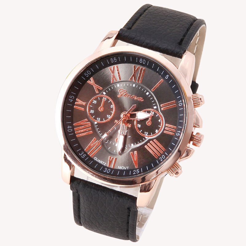 ORIGINELE Kwaliteit Genève Platinum Horloge Vrouwen Mode Romantische Brand Nieuwe PU Lederen horloge dress reloj dames goud gift A578