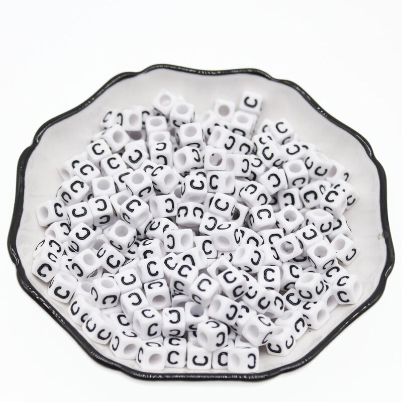 CHONGAI-Cuentas acrílicas de cubo para fabricación de joyas, abalorios sueltos de 6x6mm, alfabeto único/letra, 100/500 piezas/500g