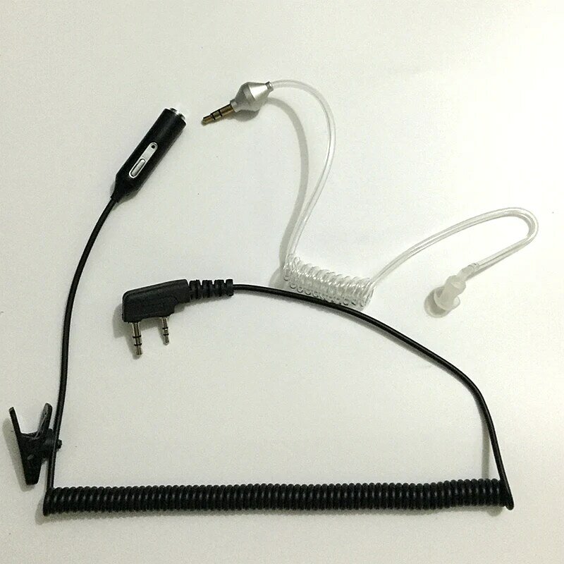 Fone de ouvido com tubo acústico flexível 2 em 1 k, fone de ouvido com 2 pinos para kenwood baofeng tyt radio 3.5mm para telefone