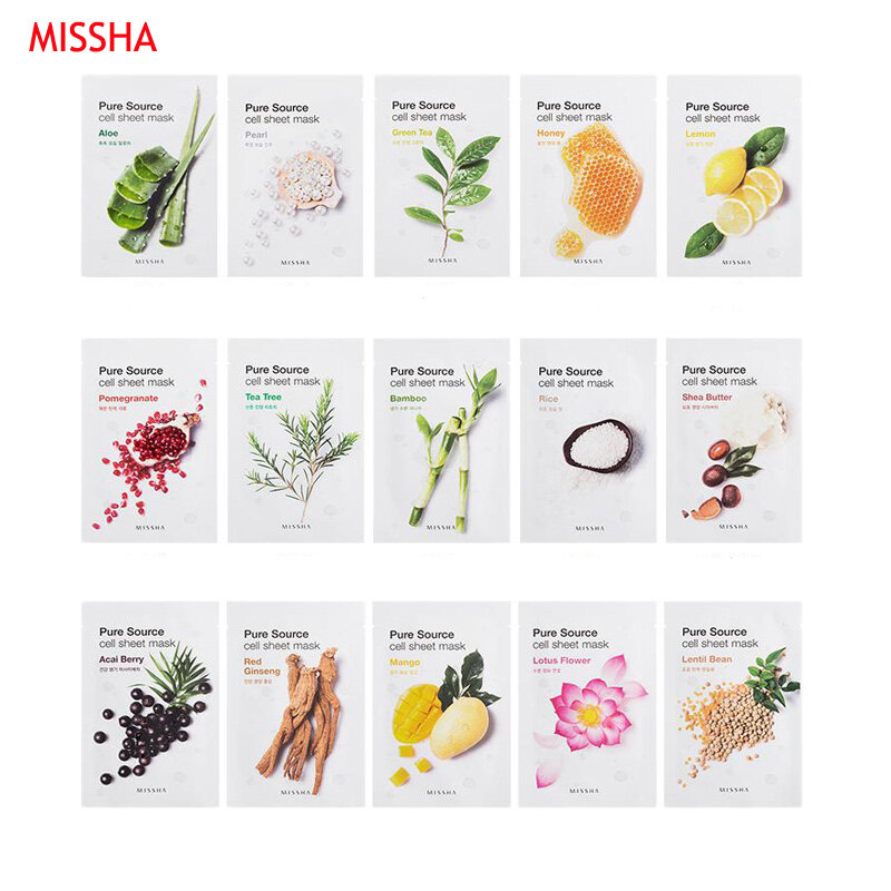 MISSHA Pure Source Cell Sheet Mask Face Skin Care Facial Mask Hydrating Anti Aging Whitening Acne Treatment Mask Korea Cosmetics