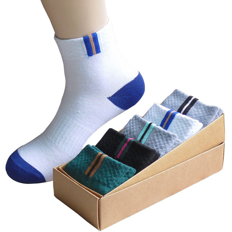 Coffret cadeau pour hommes, 5 paires de chaussettes patchwork colorées, en coton respirant, nouvelle collection hiver et printemps