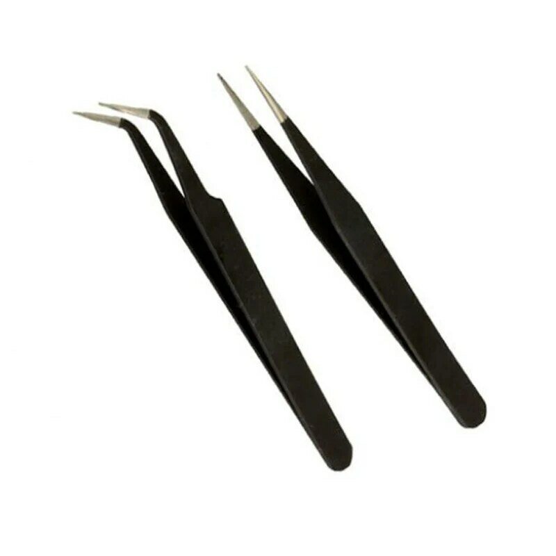 Heiße Förderung 2 Schwarz Acryl Edelstahl Pinzette Gel Reparatur Wartung Werkzeuge Paillette Nipper Picking Werkzeug # OS