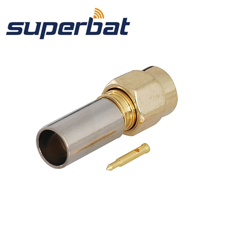 Superbat SMA Male Straight Crimp RF Coaxial Connector for RG59 LMR200 Cable for Base Stations Antennas